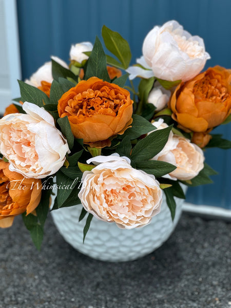 Coffee and cream fall peony wreath