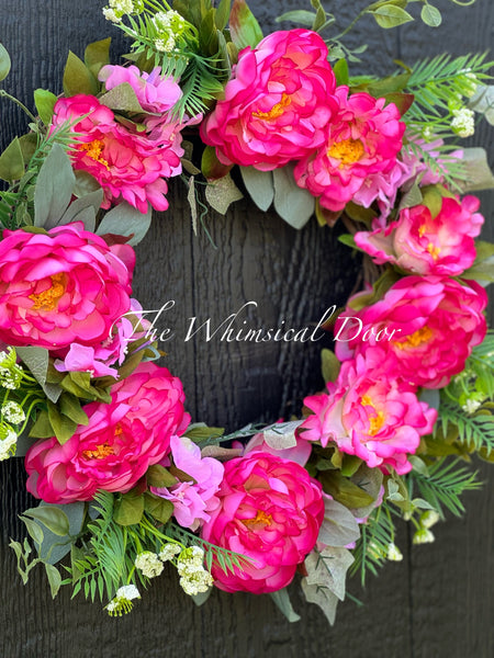 Pink peony wreath