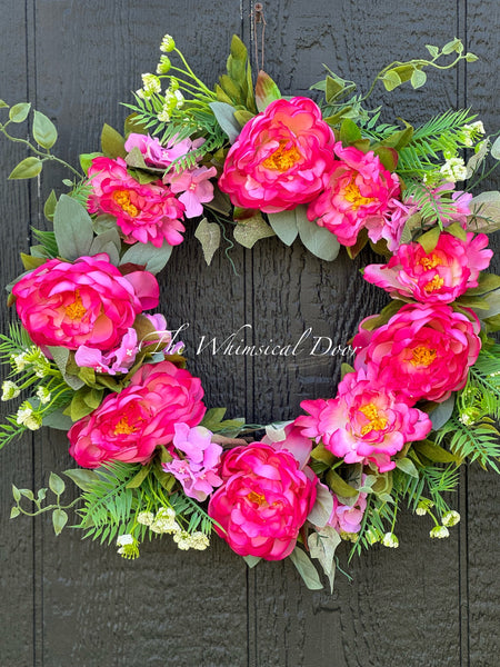 Pink peony wreath