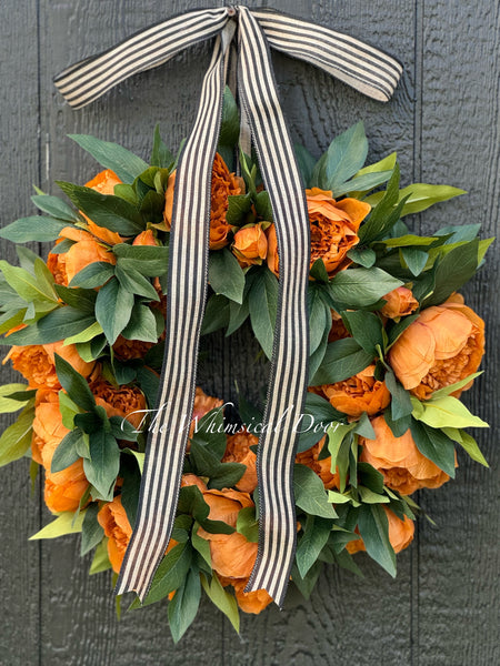 Copper peony wreath - Fall wreath