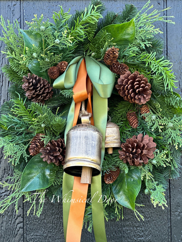 Copper Christmas wreath with bells