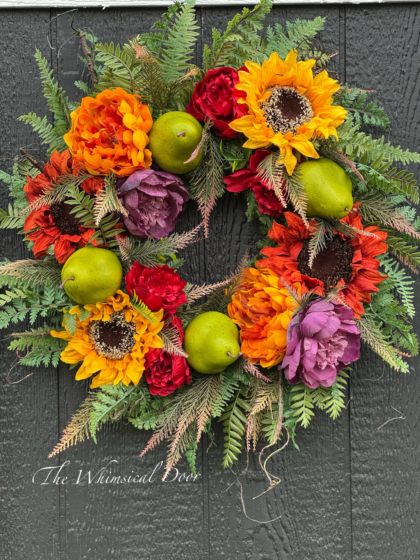Fall Sunflower Wreath | Autumn Door Wreath with Fall Foliage & Greenery | Rustic Front Door Decor |  Fall Wreath for Porch