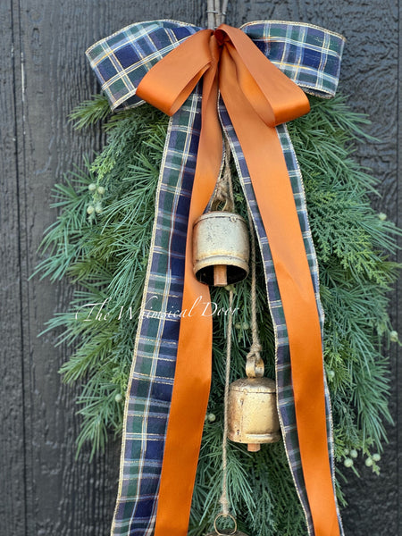 Tartan plaid and copper Christmas swag