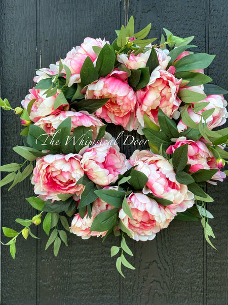 Peony and Eucalyptus wreath