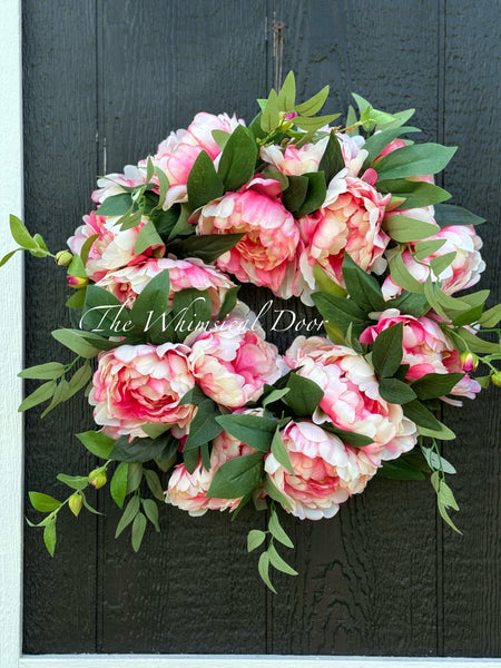 Peony and Eucalyptus wreath