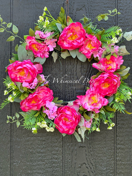 Pink peony wreath