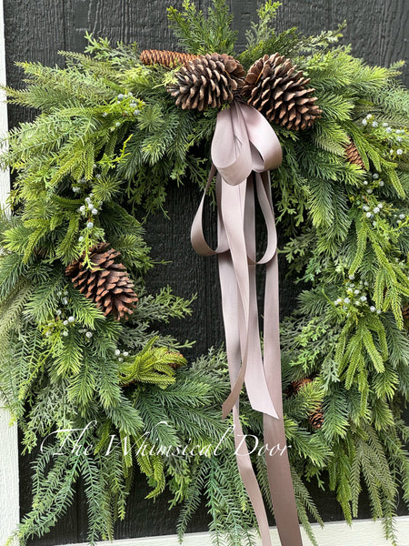 Norfolk pine wreath - Norfolk pine and juniper wreath - Christmas wreath