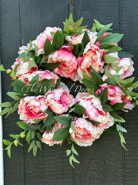 Peony and Eucalyptus wreath