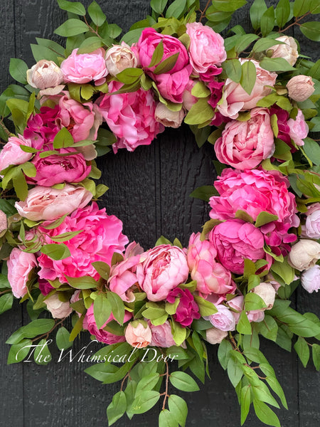 Pink spring wreath - peony wreath - pink peony wreath