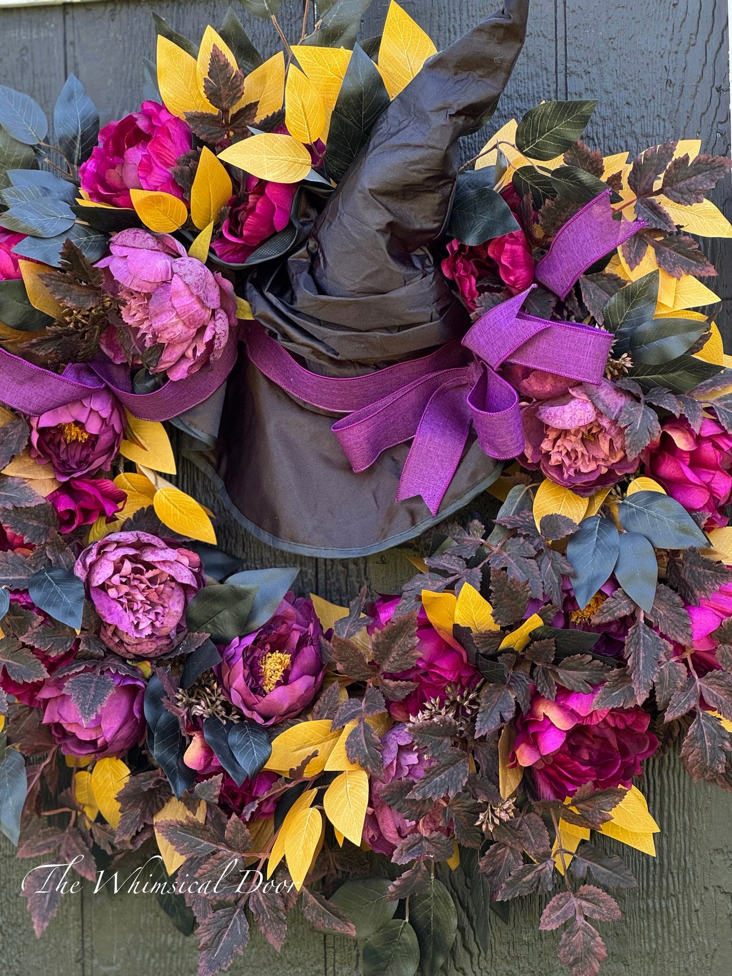 Witch hat wreath - Halloween wreath - Fall Wreath - Whimsical Halloween wreath