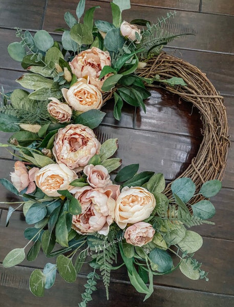 Peony Eucalyptus wreath