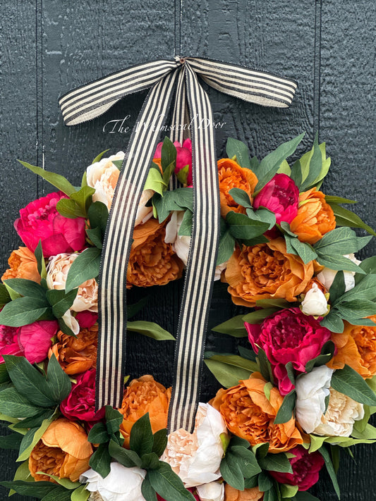 Fall trio peony wreath