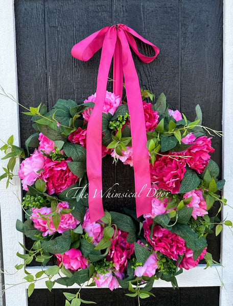 Pink peony wreath - spring wreath