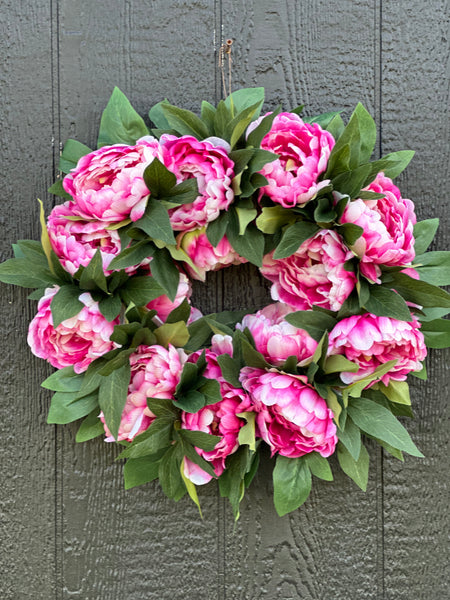 pink peony wreath