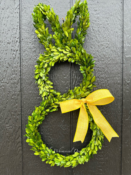 Preserved boxwood bunny wreath