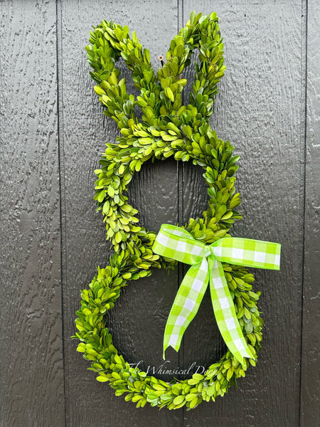 Preserved boxwood bunny wreath