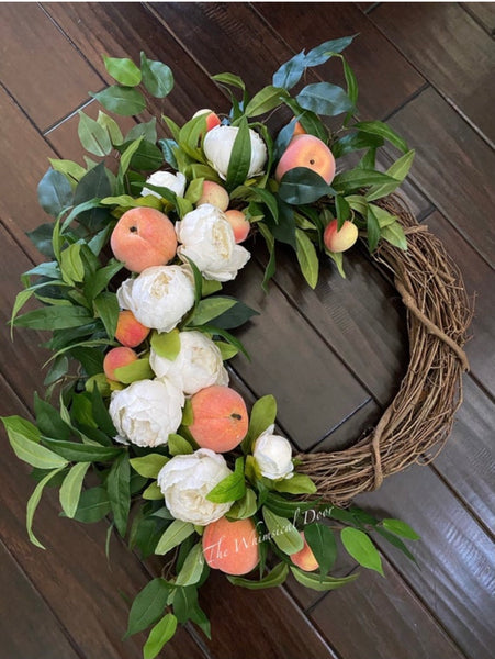Peach wreath- peach and peony wreath