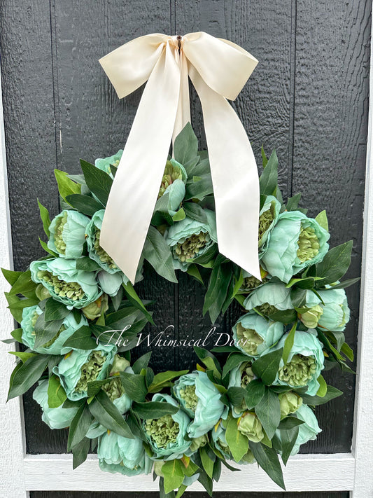 Green Peony wreath
