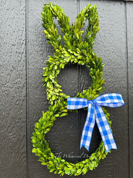 Preserved boxwood bunny wreath