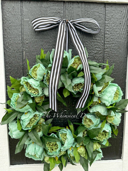 Green Peony wreath